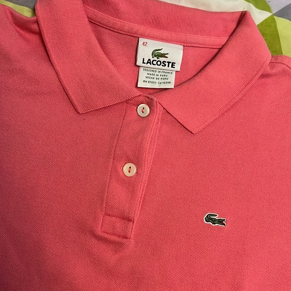 Lacoste Pink Button-Down Polo Shirt (Size 42) - Picture 1 of 6